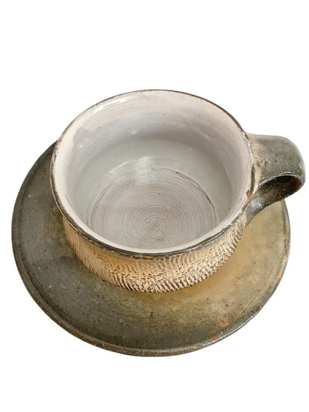Handmade Ceramic Coffee Cup and Saucer Set, Wabi Sabi Studio Pottery Mug, Earthy